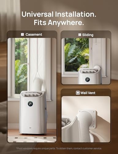 12000 BTU Portable Air Conditioner, 3-in-1 Cooling, Fan & Dehumidifier, Smart App, Voice & Remote Control, Universal Window Kit