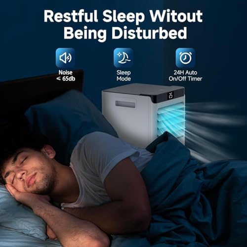 Portable Air Conditioner for Rooms up to 269 sq.ft, 4-in-1 Cooling, Dehumidifier, Fan & Sleep Modes, Remote Control, 24-Hour Timer, Window Kit