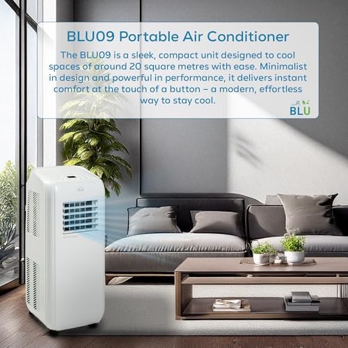 Portable Air Conditioner 9000 BTU, 3-in-1 Cooling, Dehumidifier & Fan, 3 Fan Speeds, Digital Display, Remote Control, Window Kit, Energy Class A