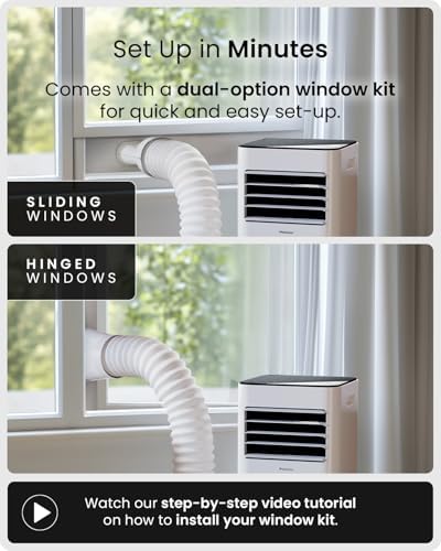 Portable Air Conditioner 7000 BTU, 4-in-1 Cooling, Fan, Dehumidifier & Sleep Mode, Remote Control, 24-Hour Timer, Dual Window Venting Kit Included
