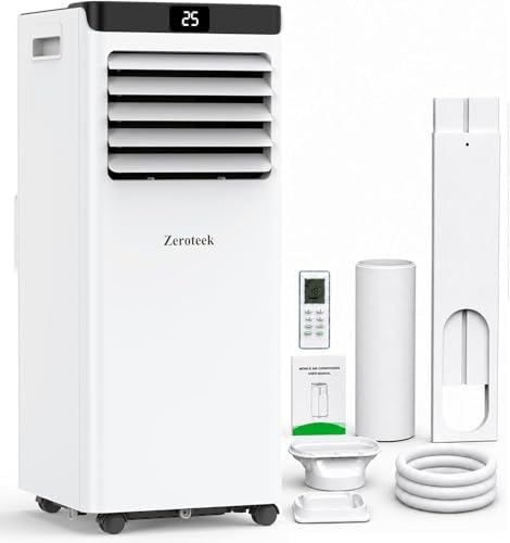 Portable Air Conditioner for Rooms up to 269 sq.ft, 4-in-1 Cooling, Dehumidifier, Fan & Sleep Modes, Remote Control, 24-Hour Timer, Window Kit