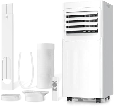 9000 BTU Portable Air Conditioner, 4-in-1 Cooling, Dehumidifier, Fan & Sleep Mode, Self-Evaporation, Remote Control, 24-Hour Timer