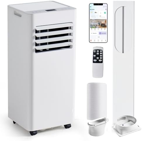 9000 BTU Portable Air Conditioner with WiFi Control, 4-in-1 Cooling, Dehumidifier, Fan & Sleep Mode, Remote Control, 24-Hour Timer