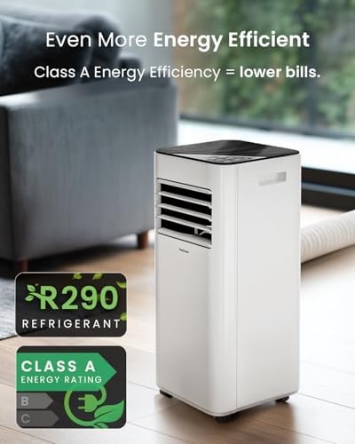 Portable Air Conditioner 7000 BTU, 4-in-1 Cooling, Fan, Dehumidifier & Sleep Mode, Remote Control, 24-Hour Timer, Dual Window Venting Kit Included