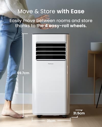 Portable Air Conditioner 7000 BTU, 4-in-1 Cooling, Fan, Dehumidifier & Sleep Mode, Remote Control, 24-Hour Timer, Dual Window Venting Kit Included