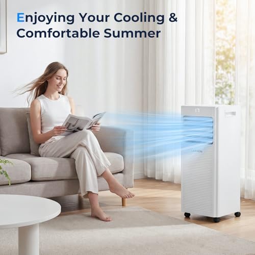 9000 BTU Portable Air Conditioner, 4-in-1 Cooling, Dehumidifier, Fan & Sleep Mode, Remote Control, 24-Hour Timer, Exhaust Hose Kit, Energy Class A