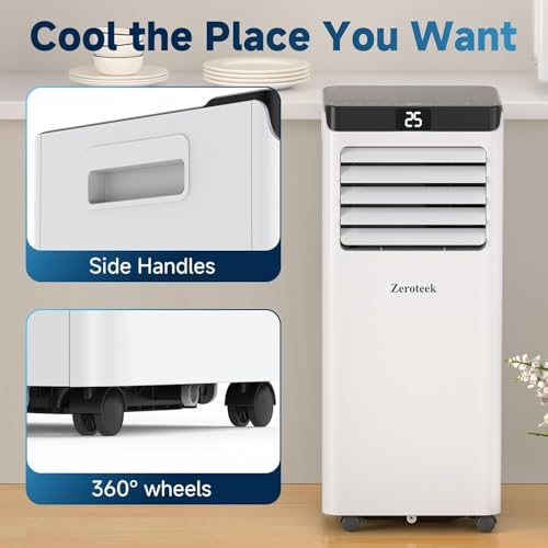 Portable Air Conditioner for Rooms up to 269 sq.ft, 4-in-1 Cooling, Dehumidifier, Fan & Sleep Modes, Remote Control, 24-Hour Timer, Window Kit