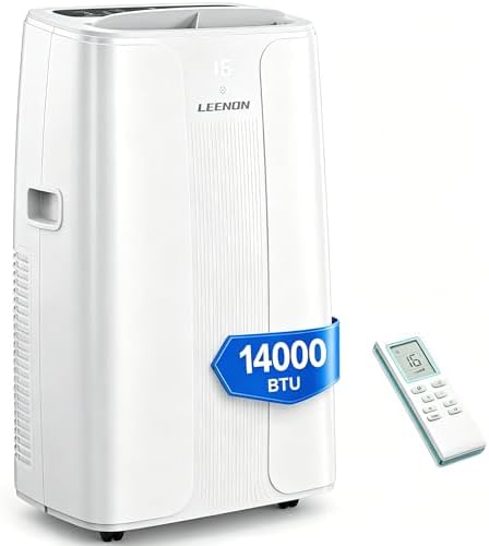Portable Air Conditioner 14000 BTU, 4-in-1 Cooling, Dehumidifier, Fan & Sleep Mode, 24-Hour Timer, Auto-Swing, Remote Control, Exhaust Hose