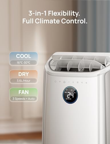 12000 BTU Portable Air Conditioner, 3-in-1 Cooling, Fan & Dehumidifier, Smart App, Voice & Remote Control, Universal Window Kit