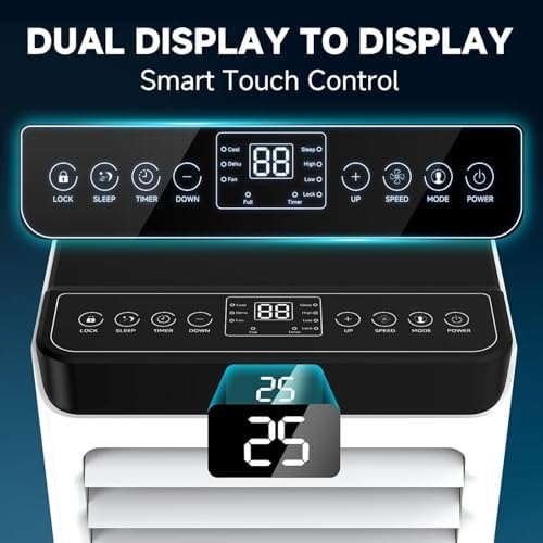Portable Air Conditioner for Rooms up to 269 sq.ft, 4-in-1 Cooling, Dehumidifier, Fan & Sleep Modes, Remote Control, 24-Hour Timer, Window Kit